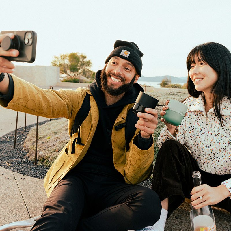 8oz-rise-lowball-tumbler-y6 8oz_rise_lowball_black_iceberg_couple_selfie_city_square.jpg
